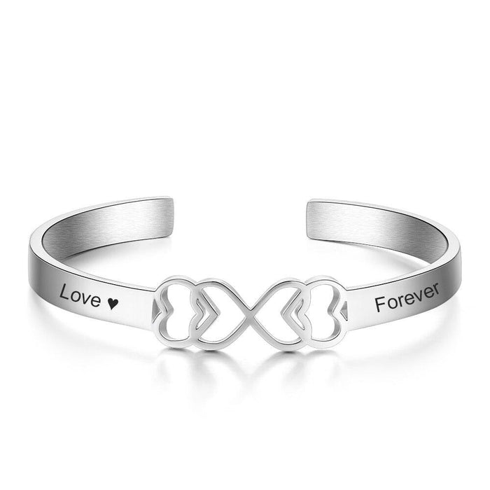 Stainless Steel Personalized Engraved Name Bangle For Women