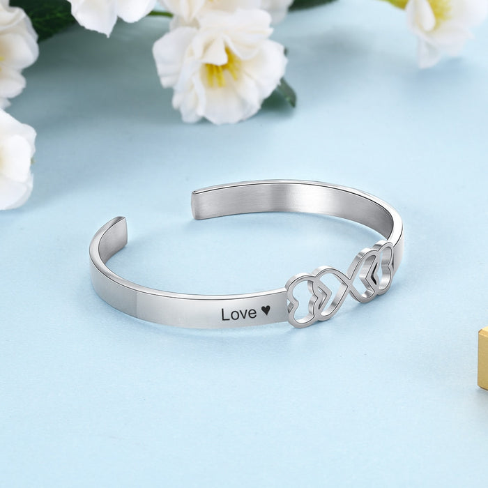 Stainless Steel Personalized Engraved Name Bangle For Women
