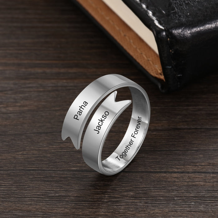 Personalized Stainless Steel Name Rings for Women Resizable Customized Engraved Ring Gift Jewelry for Girls