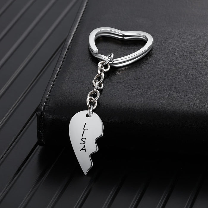 Customized Engraved Breaking Heart-Shaped BFF Key Chains
