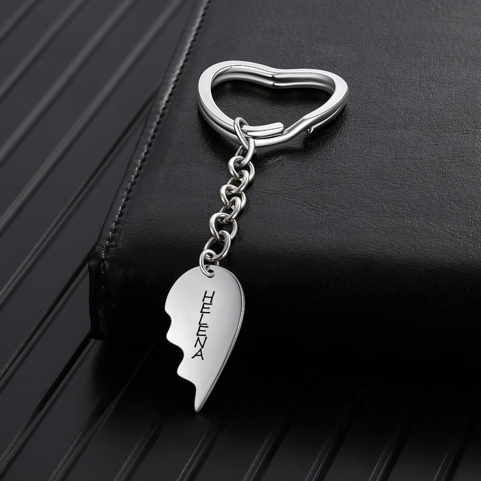Customized Engraved Breaking Heart-Shaped BFF Key Chains