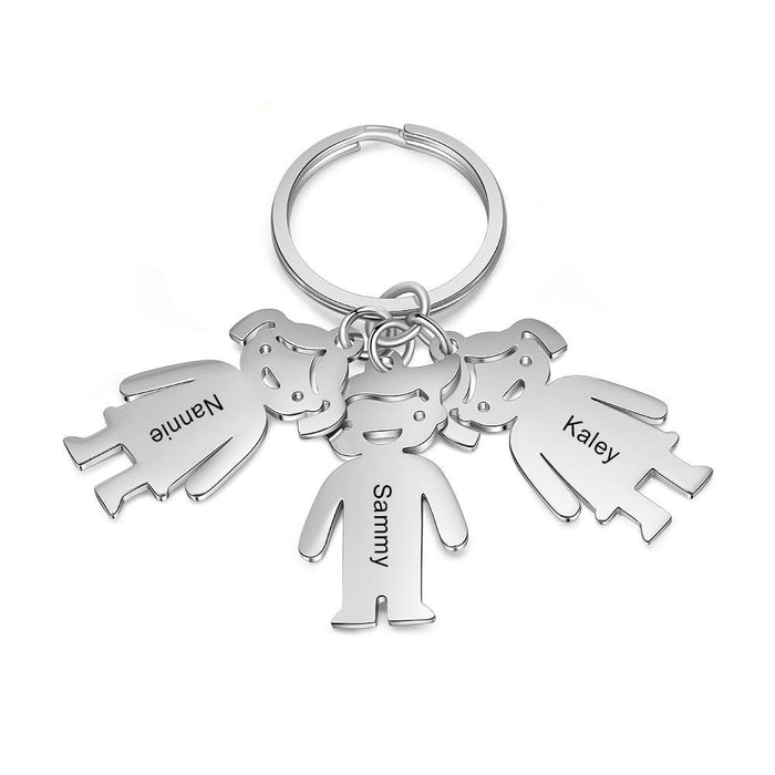 Personalized Name Stainless Steel Kids Charms Keychains