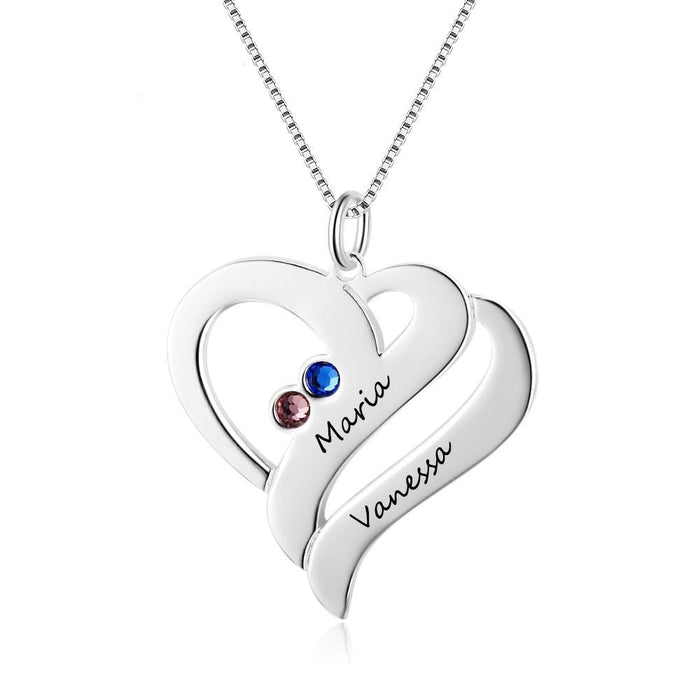 Personalized Birthstone Pendant Stainless Steel Engraved Jewelry