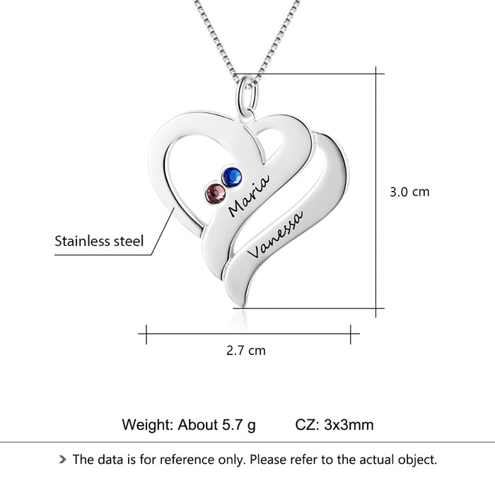 Personalized Birthstone Pendant Stainless Steel Engraved Jewelry
