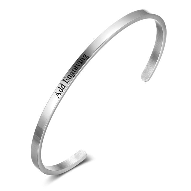 Personalized Gift Friendship Cuff Bracelets for Women Engrave Name Stainless Steel ID Bracelets & Bangles