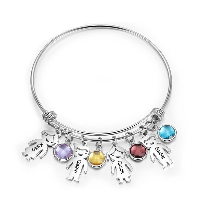 Stainless Steel Personalized Birthstone Bracelets for Mom