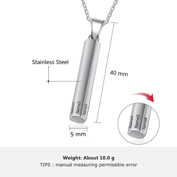 Personalized Stainless Steel Vertical Bar Necklace