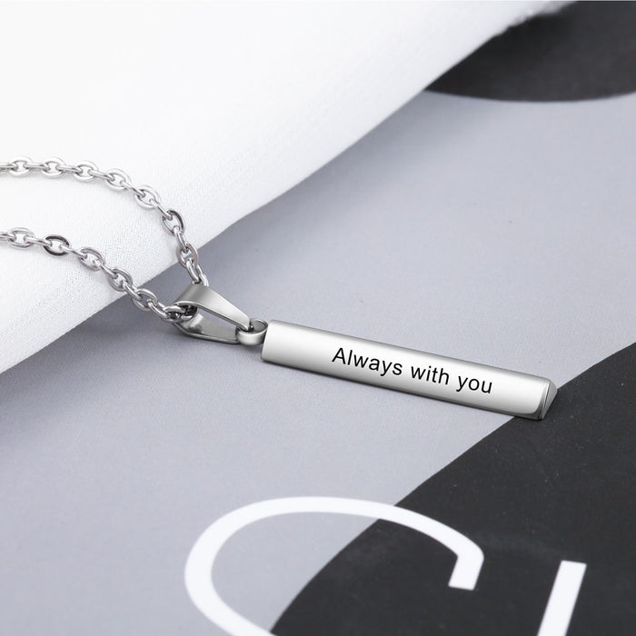 Personalized Vertical Bar 3 Sides Engraved Necklaces
