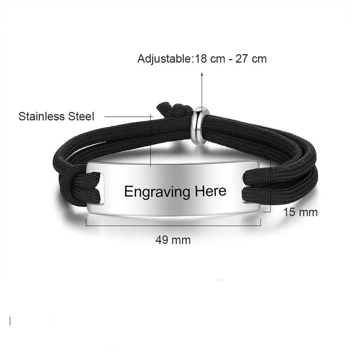Personalized Engraving Stainless Steel ID Bar Bracelets For Men