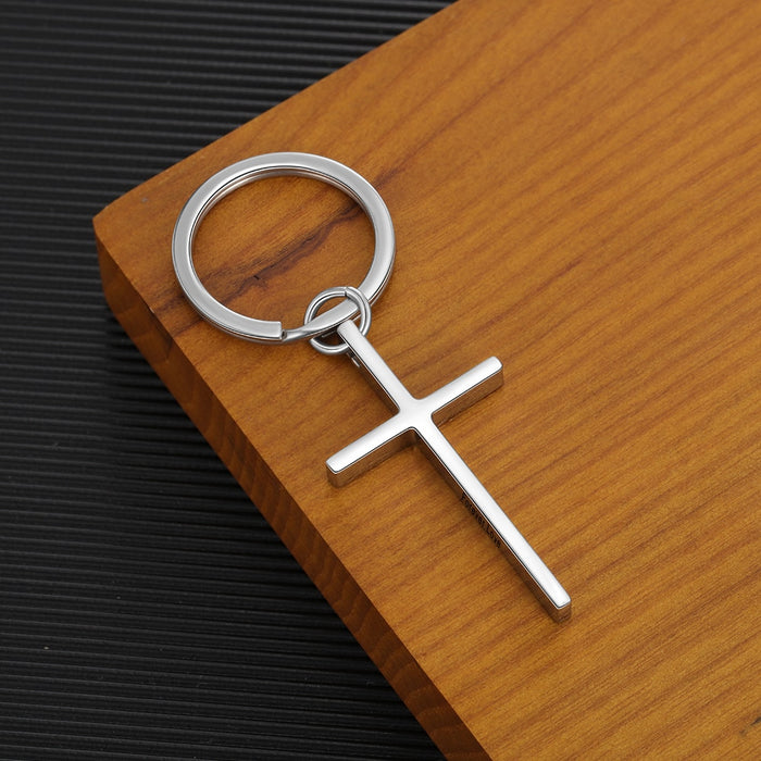 Personalized Stainless Steel Cross Keychains
