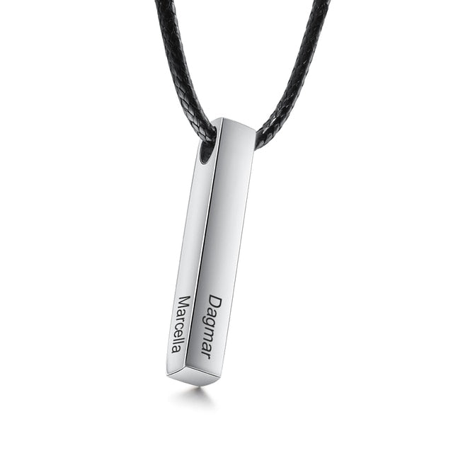 Personalized Stainless Steel Vertical Bar Name Necklace