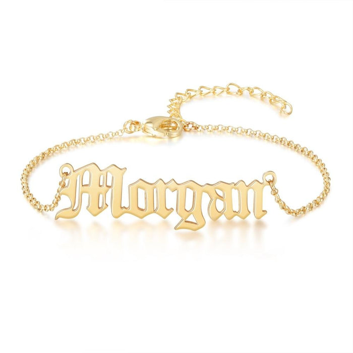Personalized Engraving Name Gold Silver Color Anklets Bracelet