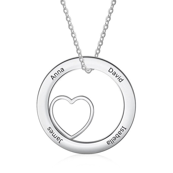 Personalized Round Cordate Necklace With 4 Names