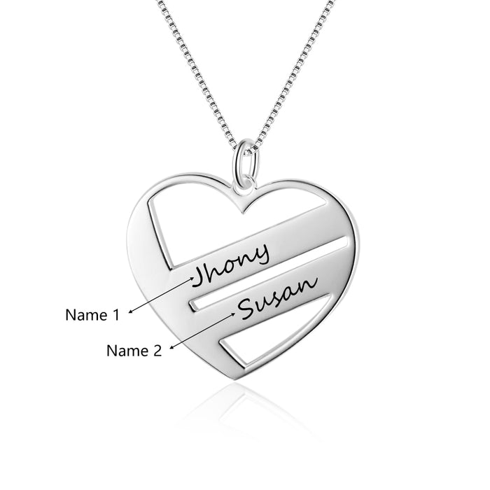 Personalized 2 Name Cordate Pendant Necklace