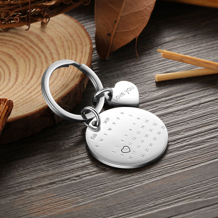 Personalized Name And Date Engraved Calendar Keychain