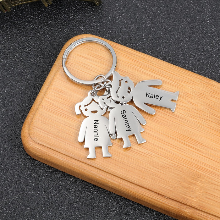 Personalized Name Stainless Steel Kids Charms Keychains