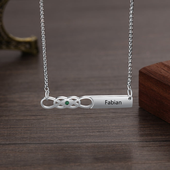 Personalized Custom Name Bar Necklace with Birthstone