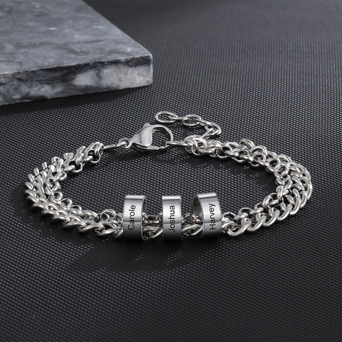 Personalized Stainless Steel Beads Charm Bracelet