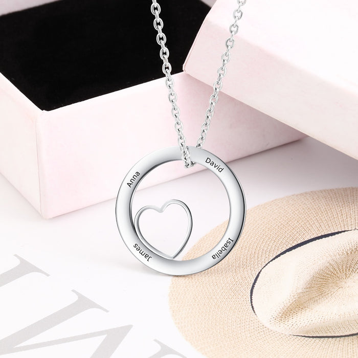 Personalized Round Cordate Necklace With 4 Names