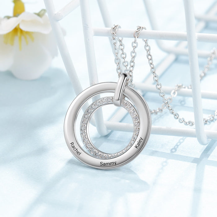 Personalized Name Engraved Circle Necklace