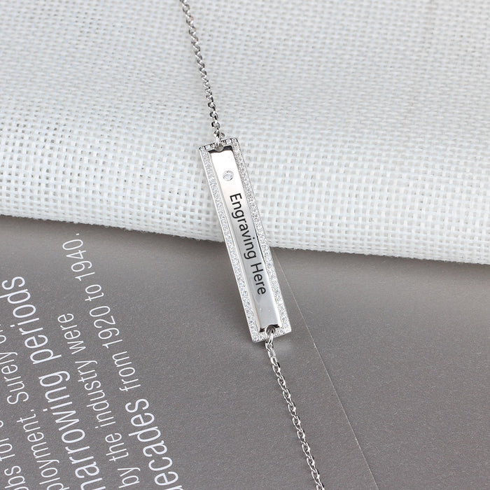 Personalized Gift Nameplate Bar Bracelets & Bangles Custom Name Engraved Chain & Link Bracelets for Women