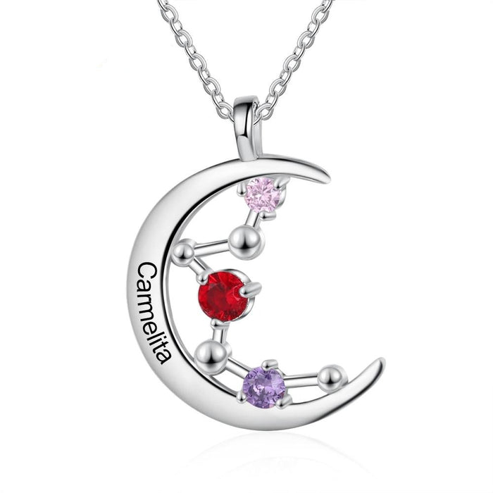 Personalized Necklace Constellation Moon Pendant