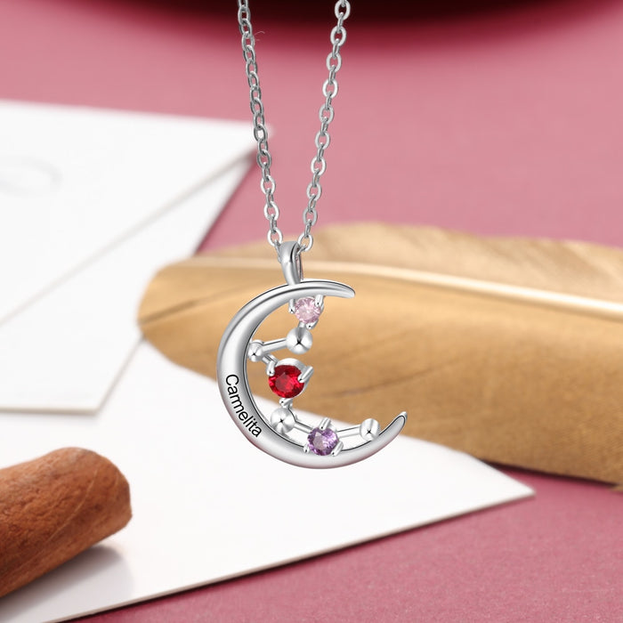 Personalized Necklace Constellation Moon Pendant
