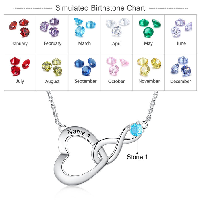 Personalized Birthstone Infinity & Cordate Necklace