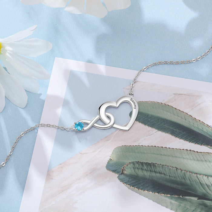 Personalized Birthstone Infinity & Cordate Necklace