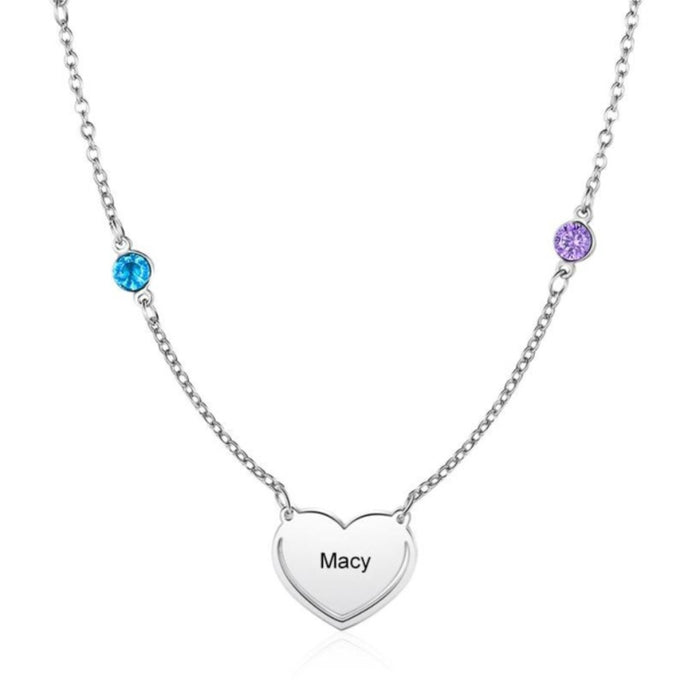 Personalized Engraved Necklace With Birthstones