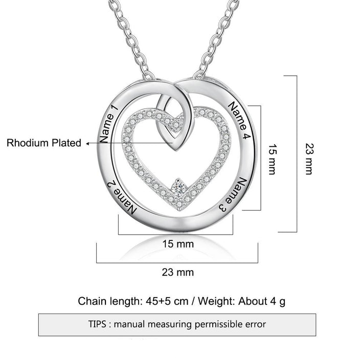 Circle Necklace Pendant Customized 4 Names