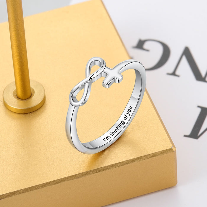 Personalized Name Cross & Infinity Love Rings for Women 925 Silver Color Customized Engraving Ring Trendy Jewelry Gifts