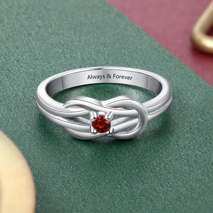 Personalized Birthstone Knot Rings for Women Custom Name Engraved Wedding Bands Ring Fashion Jewelry