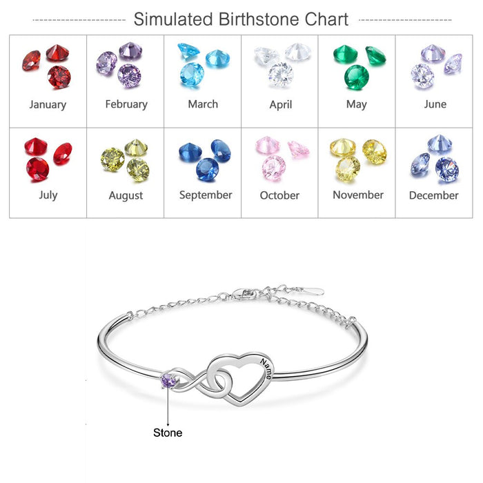 Customized Infinity & Heart Bracelets & Bangles Personalized Birthstone Name Engraved Bracelets for Women New Year Gift