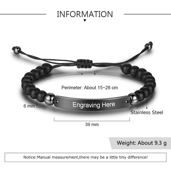 Customize Beaded Adjustable Chain ID Bracelet