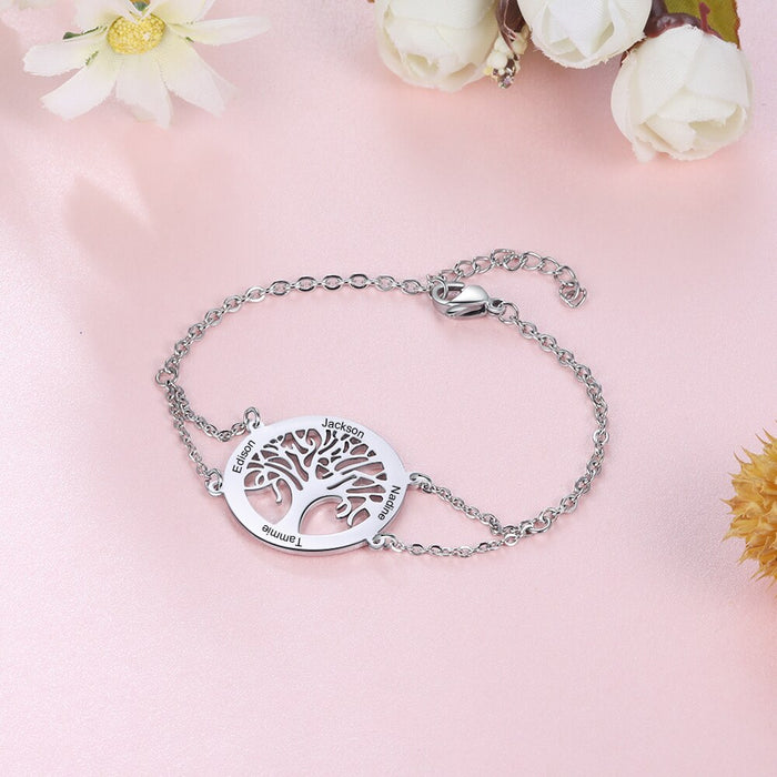 Personalized Engraving Name Tree of Life Bracelets