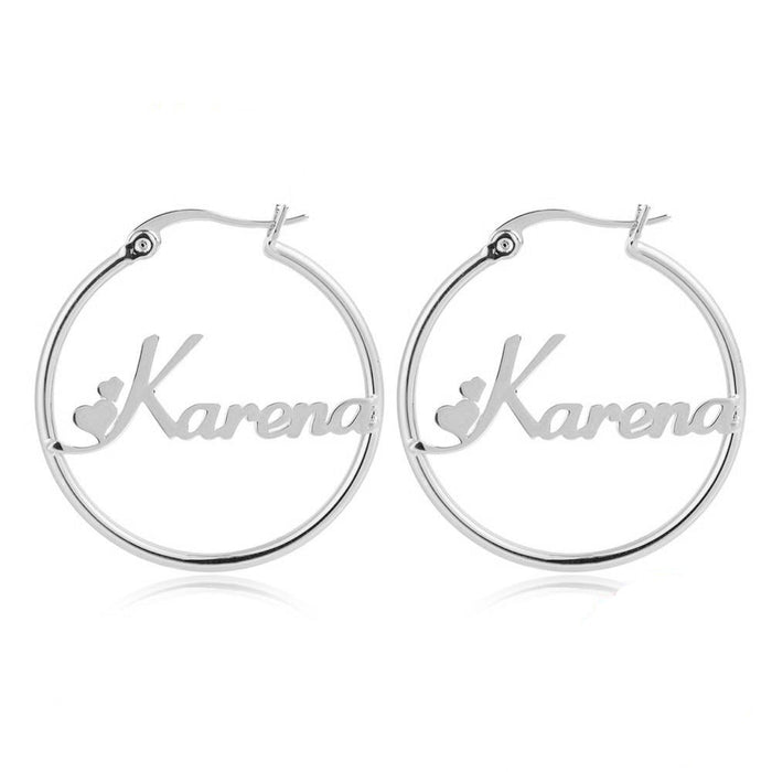 Personalized Sterling Silver Name Hoop Earrings For Women