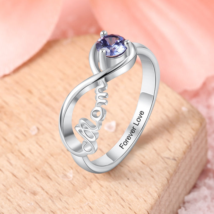 Personalized Engraved Names Birthstone Mom Jewelry 925 Sterling Silver Custom Rings For Women