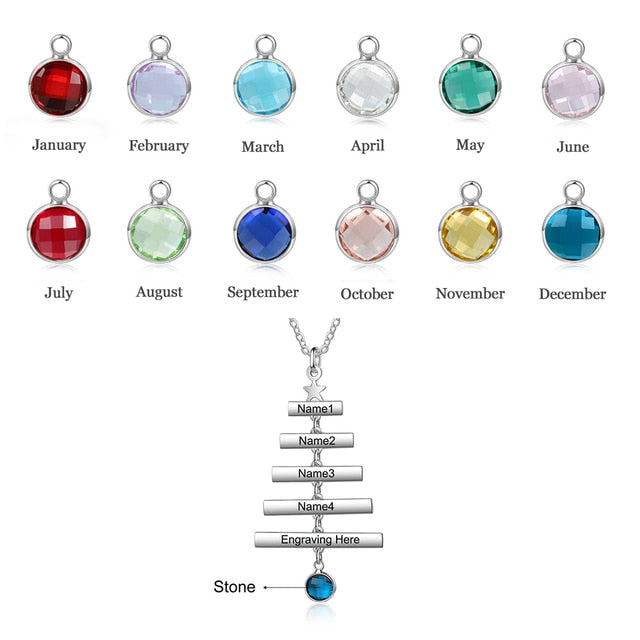 Personalized Name Blessing Christmas Tree Necklace