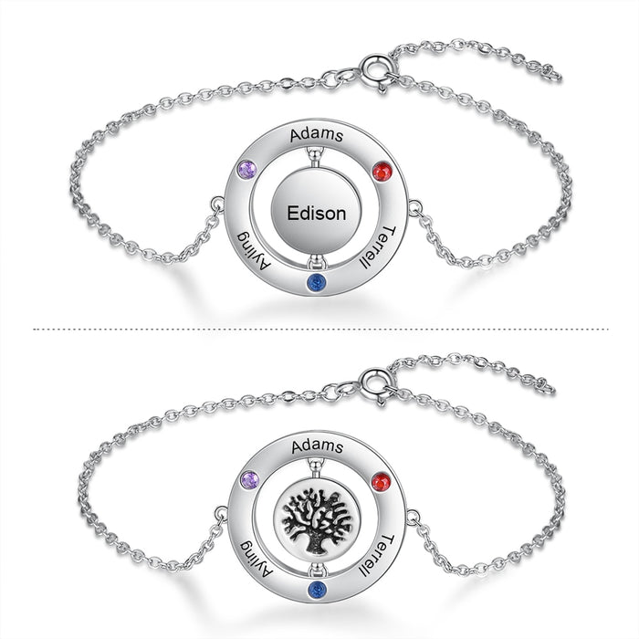 Customized Name Engraved Rotatable Round Bracelet