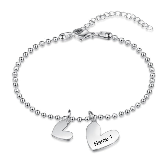 Personalized Engraving Name Heart-Shape Charm Bracelet
