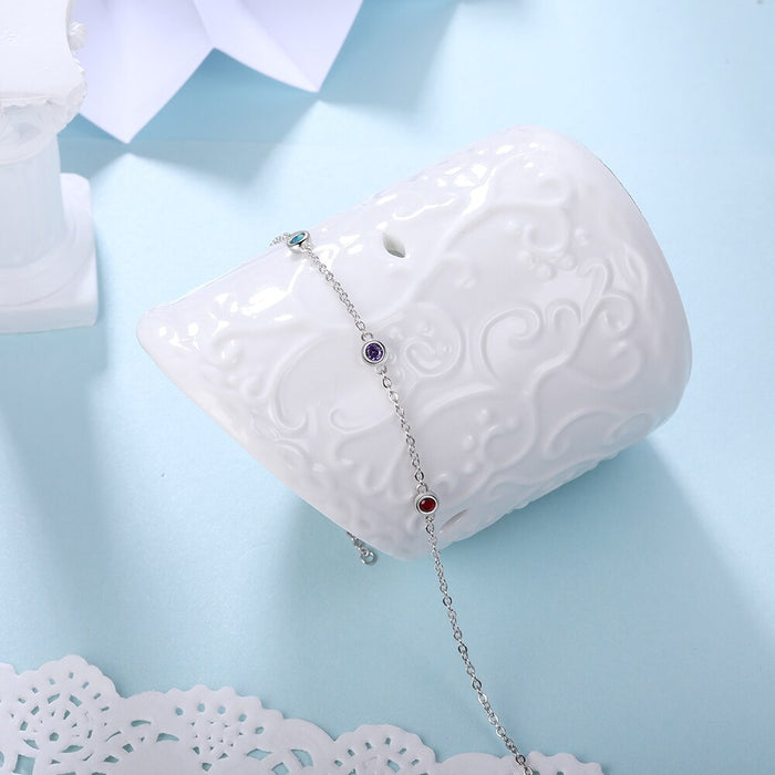 Customized 4 Birthstones Bracelet for Women Personalized Chain Bracelets Custom New Year Gift for Girlfriend
