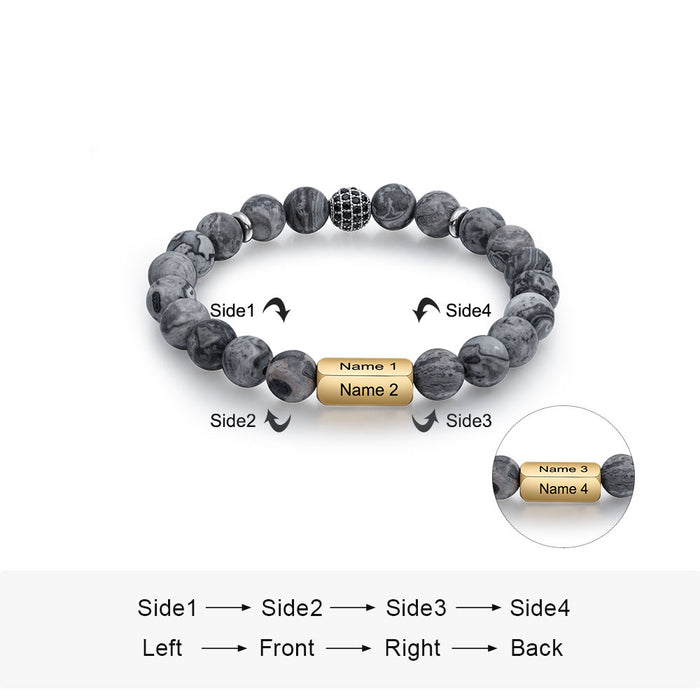 Customize 4 Sides Engraved Bracelets For Men