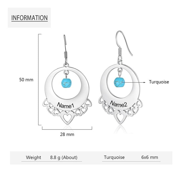 Personalized Turquoise Dangle Earrings For Women