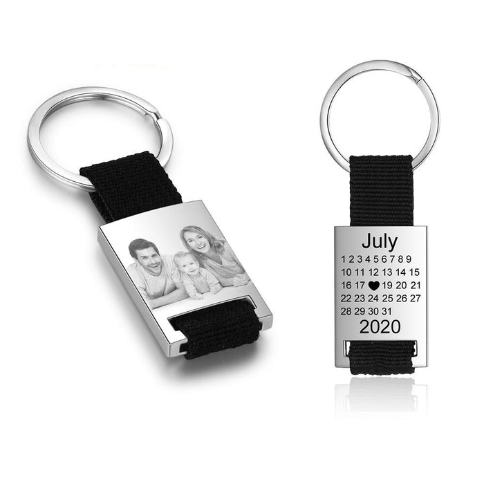 Personalized Photo And Date Calendar Keychains