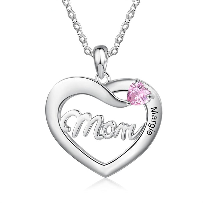 Mom Necklace With Birthstone Customized