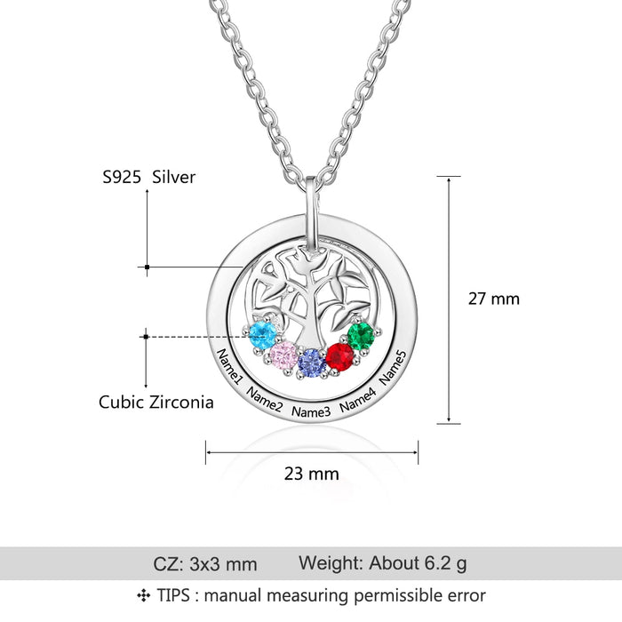 925 Sterling Silver Personalized Family Tree Pendant