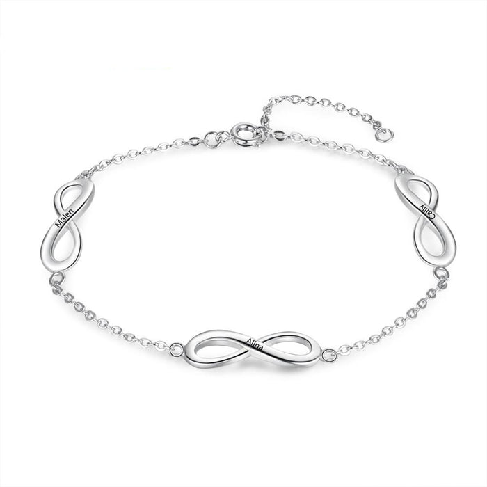 Personalized Engravable 3 Infinity Bracelets for Women Customized Name Family Bracelet Anniversary Gifts for Mother