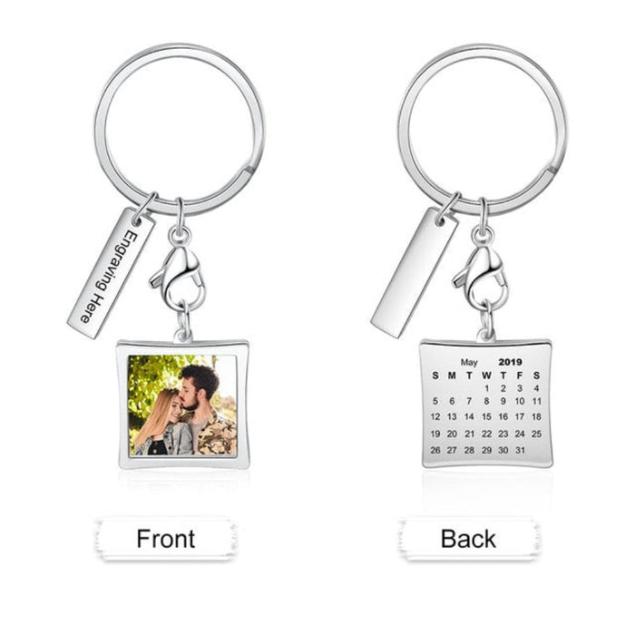 Personalized Custom Photo And Engraved Date Calendar Keychains