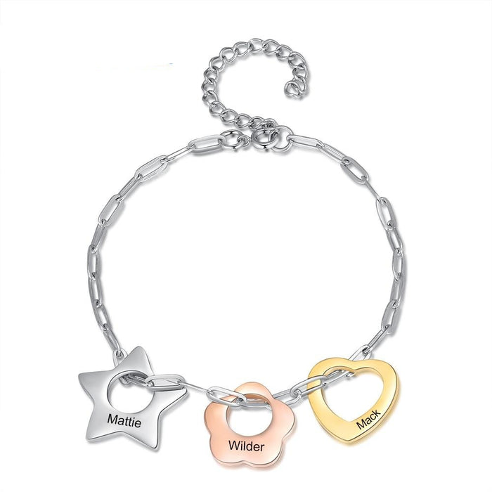Personalized 3 Colors Engraving Name Link Chain Bracelet